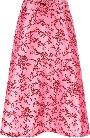 Alberta Ferretti Mikado Floral Skirt - Pink