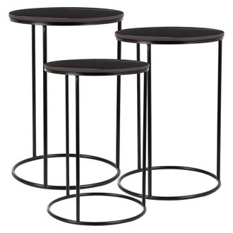 Wanderlust Deco Wanderlust Deco - Mesas Set 3pzas De Metal Negro 29x29x46h-34x34x52h-39x39x57h Cm
