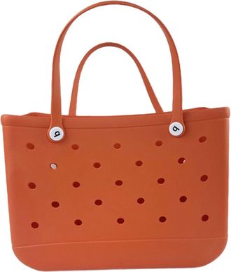 Generic EVA Beach Bag Lightweight Durable with Ventilation Holes for Sand Drainage Large Capacity for Poolside Use and Outdoor Activities (Orange, 14.17 &times; 5.1