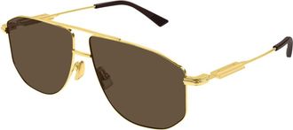 Bottega Veneta Aviator Zonnebril - unisex - Zonnebrillen - Geel - 59 MM - Nylon - Accessoires