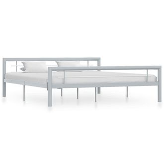 Berkfield Home Bed Frame Grey & White Metal 180x200 cm Super King