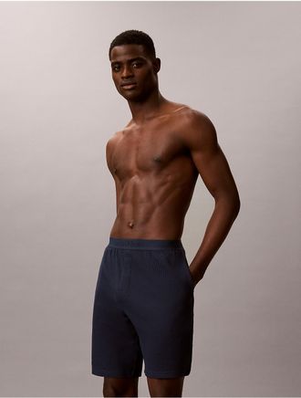 Calvin Klein Mens Waffle Knit Sleep Shorts - Blue - XL