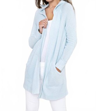Kinross Cashmere Boucl&eacute; Beach Hoodie In Surf
