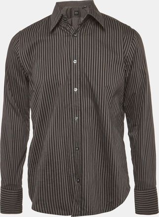 HUGO BOSS Boss By Hugo Boss Grey Striped Cotton Slim Fit Shirt