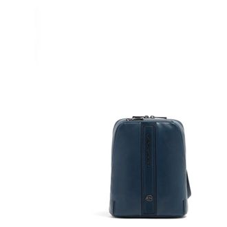 Piquadro Tassen, Heren, Blauw, ONE Size, Leer, Verticale Leren Crossbody Tas voor i Pad mini