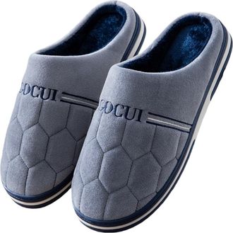 Generic Fall and Winter Mens Cotton Slippers Extra Large Size Plus Size Home Cotton Shoes for Warmth and Platform Soles(Grey 05,49-50)