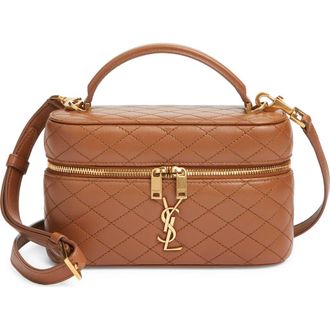 Saint Laurent Mini Gaby Quilted Leather Vanity Case in Fox at Nordstrom