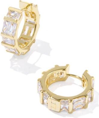 Kendra Scott Jamie Huggie Hoop Earrings in Gold White Cubic Zirconia at Nordstrom