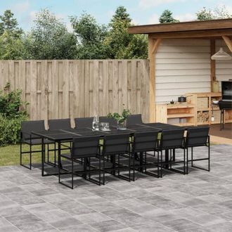 vidaXL Juego De Comedor De Jard&iacute;n 11 Pzas Con Cojines Textileno Negro Vidaxl