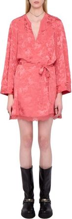 Zadig&Voltaire Ramasco Horse Pattern Jacquard Silk Minidress in Tea Rose at Nordstrom, Size X-Small
