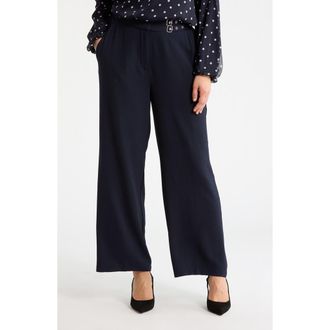 Adrianna Papell Side Belted Airflow Wide Leg Pants in Blue Moon at Nordstrom Rack, Size X-Large
