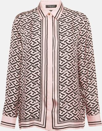 Versace Pink Print Silk Full Sleeve Shirt