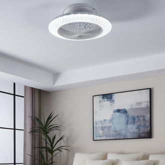 Eglo Malinska White Crystal Effect Ceiling Fan with Integrated LED