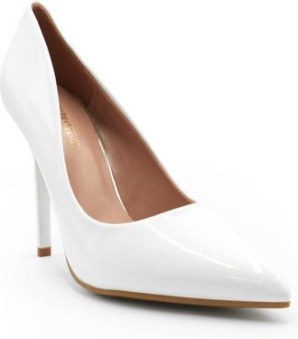 Generic Womens High Heel Pointed Toe Pumps Smart Office Work Courts Shoes Ladies Pumps Party Prom Wedding Bridal Occasion Heeled (White Patent, Adult, Women, 