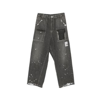 Miharayasuhiro Paint-splatter Distressed Jeans