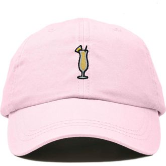 Dalix Pina Colada Embroidered Dad Cap in Washed Pink at Nordstrom