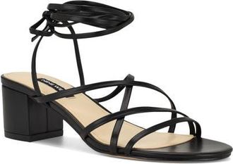 Nine West Aloud Ankle Wrap Sandal in Black at Nordstrom, Size 8.5