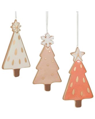 Melrose International Set Of 6 Ceramic Pine Tree Ornament