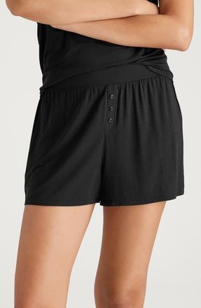 Tommy John Luxe Rib Pajama Shorts in Black at Nordstrom, Size Xx-Large