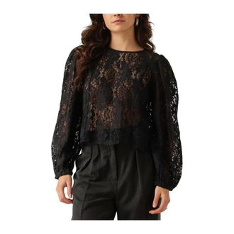 Object Object, Dames, Blouses & Shirts, Zwart, Maat: XS Katoen