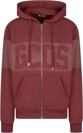 GCDS Gcds - Logo Spray Zip Hoodie - Heren - Sweatshirts & Hoodies - Rood - Maat: XL Katoen