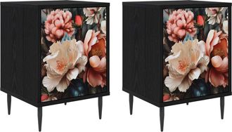 vidaXL Mesa De Noche Borne 2 Uds. Roble Negro 36 X 33 X 51 Cm Vidaxl