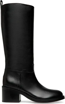 Bally Black Mid-Height Block Heel Leather Long Boots