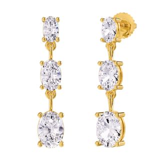 Diamond2Deal 14k Yellow Gold 2.60 Ct Oval Cut Lab Grown Diamond Drop & Dangle Earrings VVS-VS, E-F