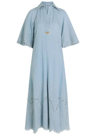 Zimmermann Daylight Embroidered Denim Midi Dress - 4 (UK 16 / XL)
