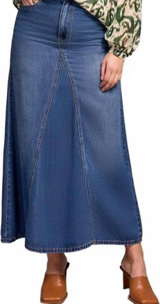 Tribal Flowy Denim Skirt In Bluebliss