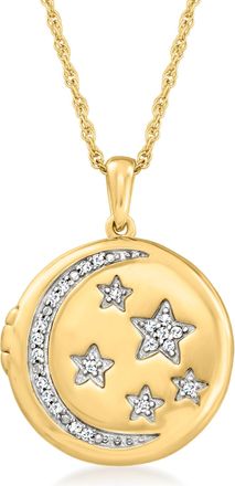 Ross-Simons Diamond Celestial Locket Necklace in 18kt Gold Over Sterling