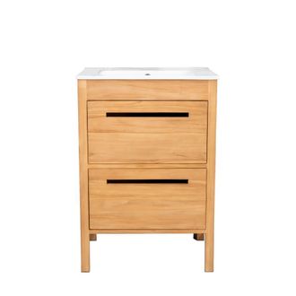 Wanda Collection Mueble ba&ntilde;o de teca y cer&aacute;mica L 60 cm