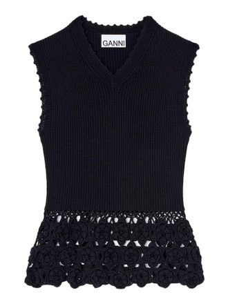 Ganni VEST IN COTTON CROCHET - Ganni - Woman