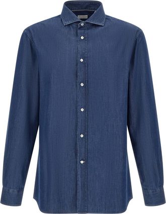 Brunello Cucinelli Blue Regular Solid Shirt