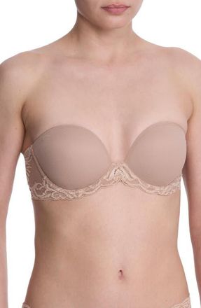 Natori Feathers Lace Plunge Strapless Bra in Cafe at Nordstrom, Size 36Ddd