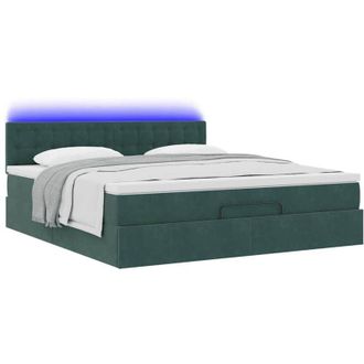 vidaXL Estructura De Cama Otomana Con Colch&oacute;n Verde Oscuro 180x200 Cm Vidaxl
