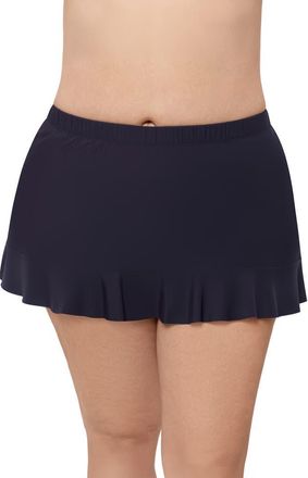 Aqua Green Plus Size High Waist Slimming Ruffle Skirt Swimsuit Bottom in True Navy at Nordstrom, Size 1X
