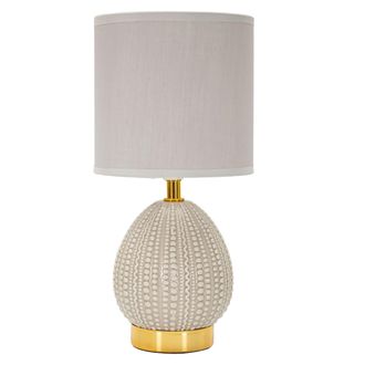 Dmora L&aacute;mpara De Mesa Yakuta, Necesaria 1 Bombilla, Encastrable E14, Pantalla, Gris Taupe