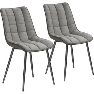 Woltu Set di 2 Sedie da Pranzo, Seduta in Similpelle, Sedie da Cucina, Gambe in Metallo, Grigio