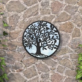 vidaXL Espejo De Jard&iacute;n Redondo Hierro Negro Uso Exterior 40x2,5 Cm Vidaxl