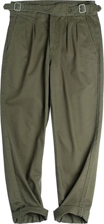 Generic Mens Casual Pants Regular Fit Retro Stretch Cotton Fashion Trousers Tapered Chino Western Gurkha Pants Green