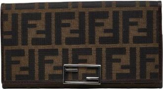 Fendi Pre-owned Zucca Lange portemonnee (bi-fold) - Dames - Vintage Accessoires - Bruin - ONE Size - Leer - Vintage