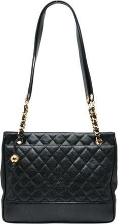 Chanel Black Grained Calfskin Shoulder Bag Tote Bag (Pre-Owned)