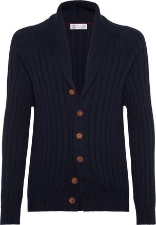 Brunello Cucinelli shawl-collar cotton cardigan - men - Cotton - 46 - Blue