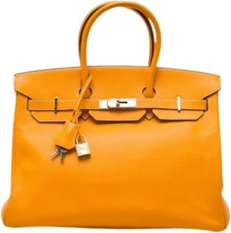 Herm&egrave;s Pre-owned Birkin 35 - Dames - Vintage Handtas - Geel - ONE Size - Leer - Vintage