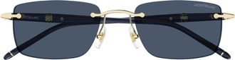 Montblanc Rimless Rectangular Sunglasses with Gold Accents