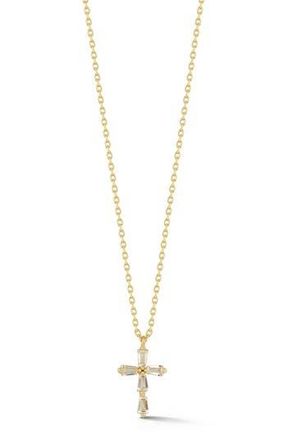 Sphera Milano Baguette Cubic Zirconia Cross Pendant Necklace in Gold at Nordstrom Rack