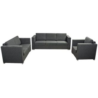 vidaXL Conjunto De Sof&aacute;s 3 Unidades Tela Gris Oscuro Vidaxl