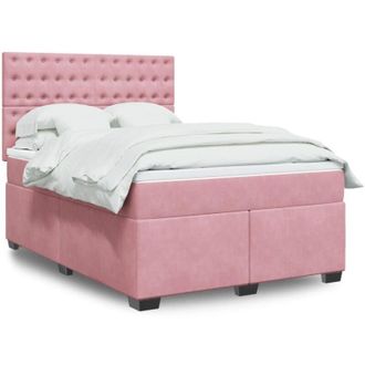 vidaXL Vidaxl - Cama Box Spring Con Colch&oacute;n Terciopelo Rosa 160x200 Cm
