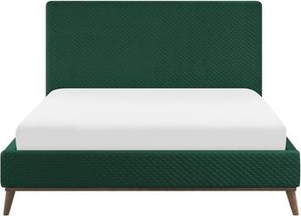 Beliani Cama matrimonial de tejido verde 160x200